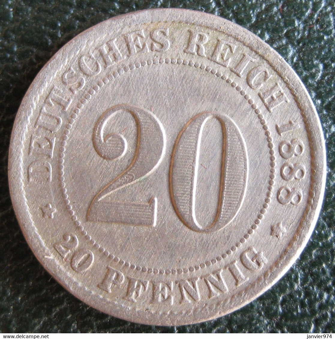 Empire. 20 Pfennig 1888 F Stuttgart , Wilhelm I, En Copper Nickel, KM# 9 - 20 Pfennig
