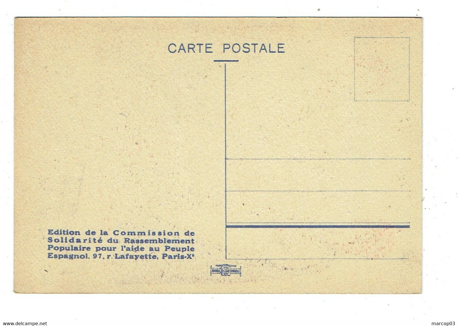 Carte De Solidarité à L'Espagne Républicaine Très Belle Carte Plan Peu Courant - Evènements