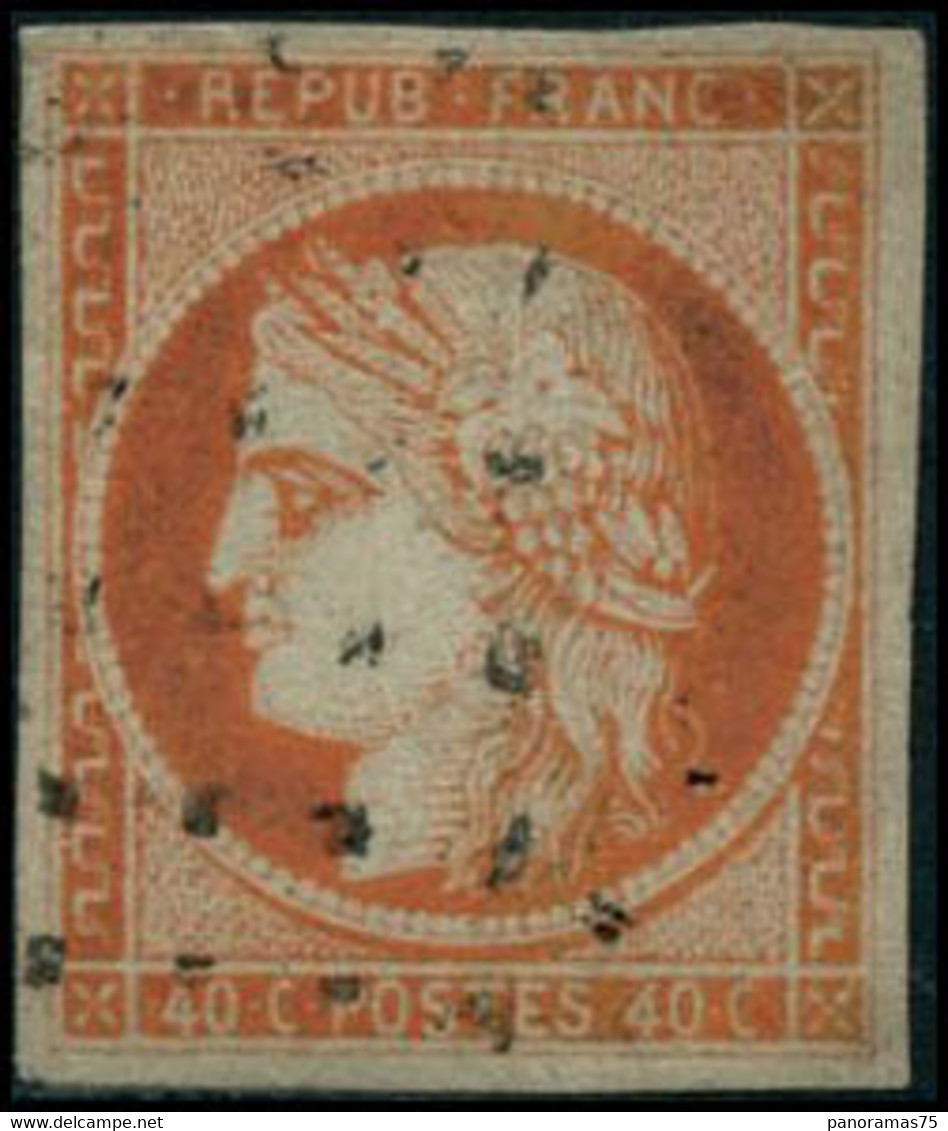 Obl. N°5 40c Orange, Signé Brun - TB - 1849-1850 Ceres