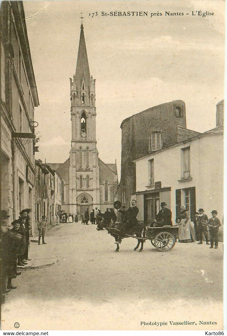 St Sébastien Sur Loire * Près Nantes * Rue Et Vue Sur L'église * Attelage - Saint-Sébastien-sur-Loire