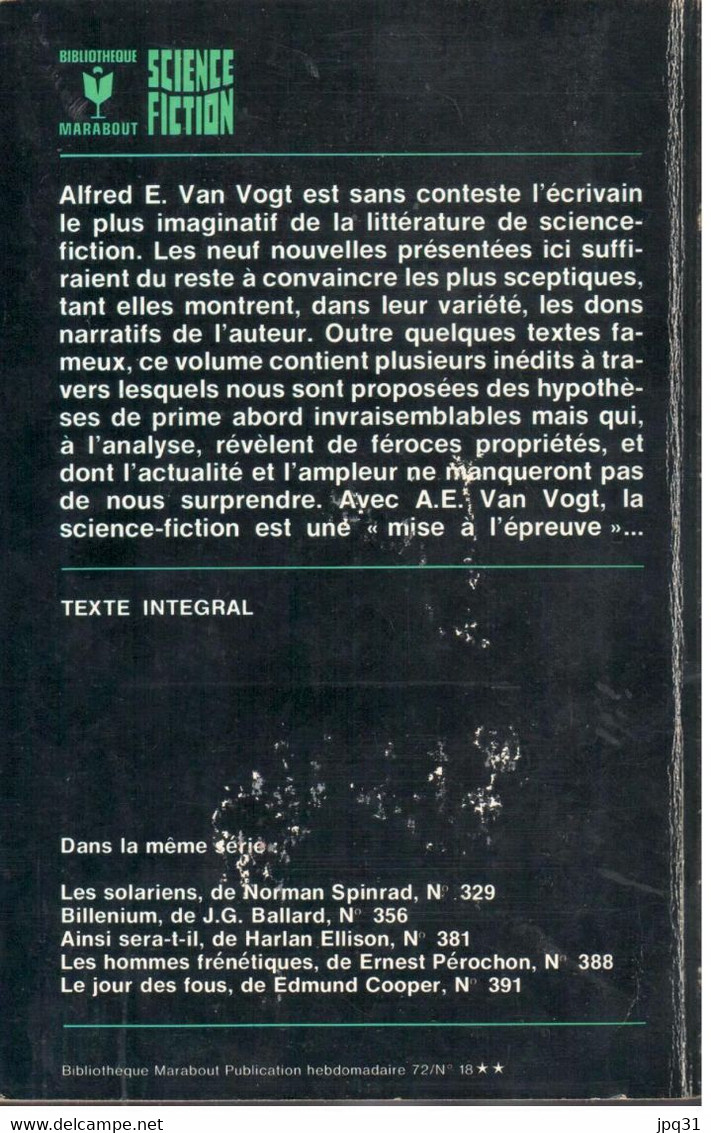 Van Vogt - Après L’éternité - Bibliothèque Marabout 403 - 1972 - Marabout SF