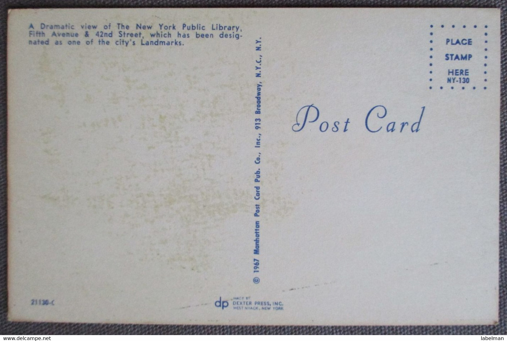 USA UNITED STATES NEW YORK PUBLIC LIBRARY CARD ANSICHTSKARTE CARTOLINA POSTCARD CARTE POSTALE PC CP AK - Lake George