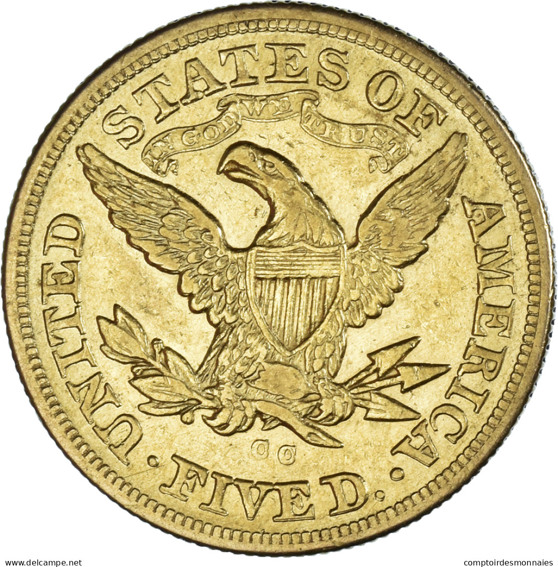 Monnaie, États-Unis, Coronet Head, $5, Half Eagle, 1875, U.S. Mint, Carson - 5$ - Half Eagle - 1866-1908: Coronet Head