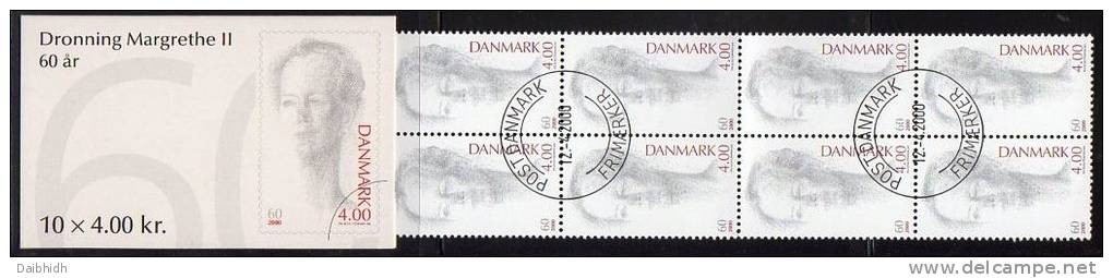 DENMARK 2000 Queen Margrethe 60th Birthday Booklet S107 With Cancelled Stamps.  Michel 1238MH, SG SB203 - Cuadernillos