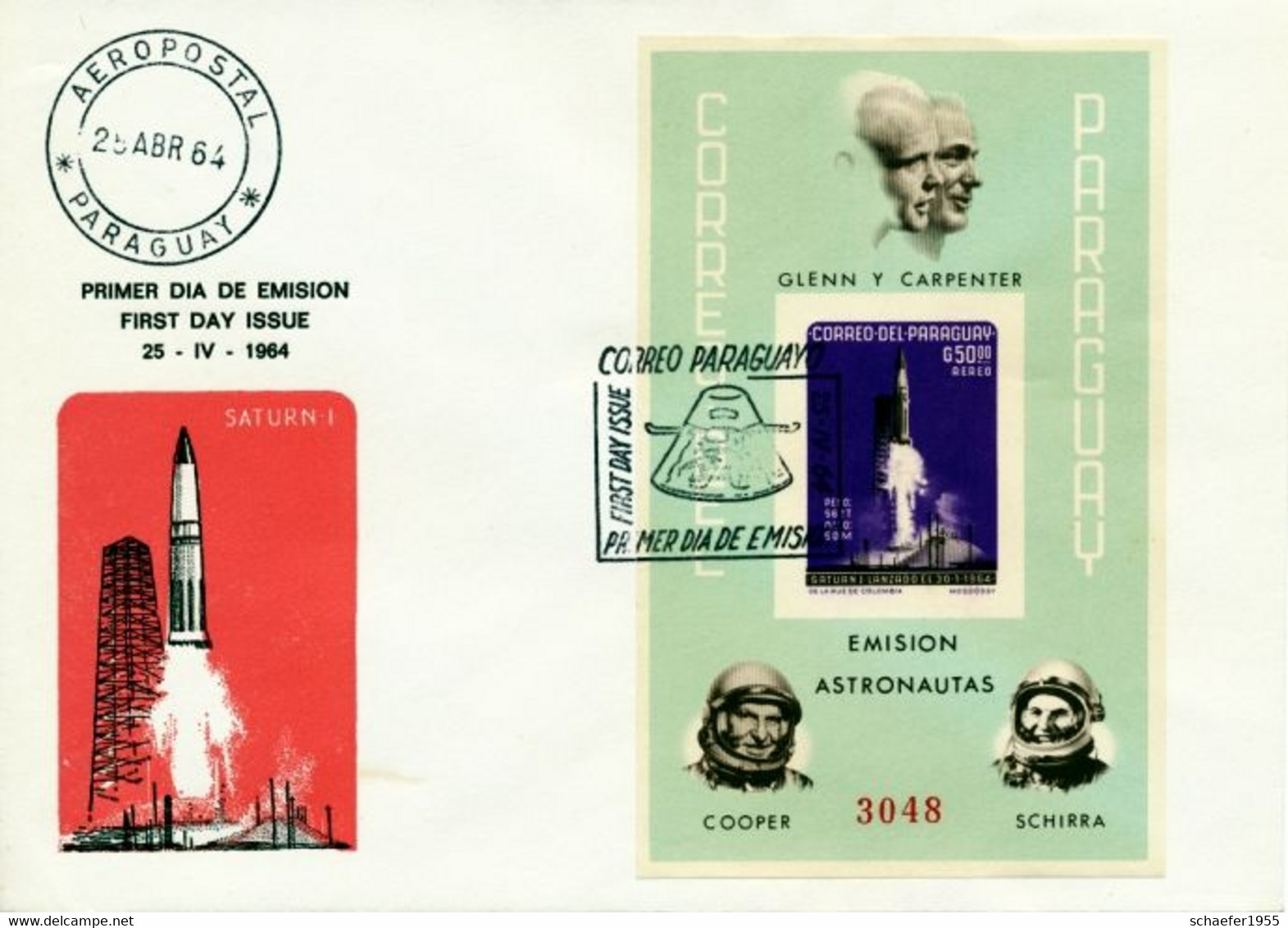 Paraguay 1964 Space, Viaje Espacial, Weltraum 2x FDC, Bloc, Set Stamps, Imperf. - Amérique Du Sud