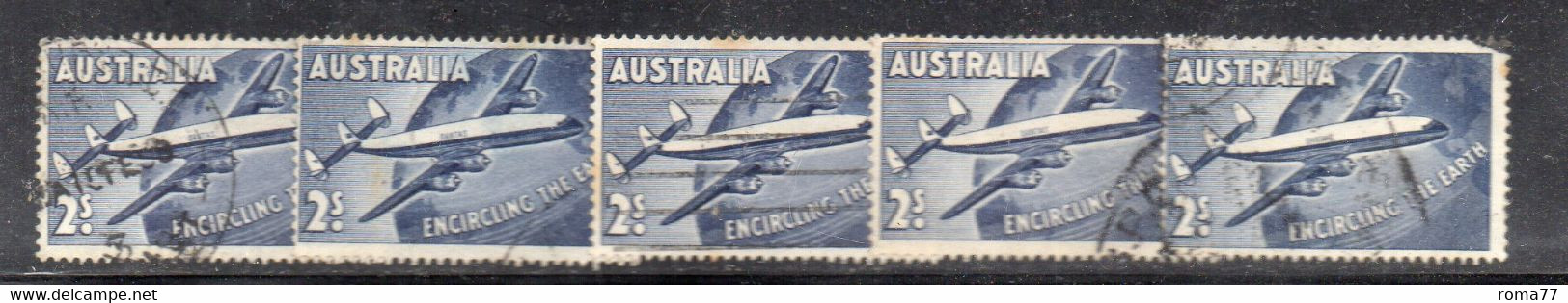 XP1701 - AUSTRALIA  , Qantas Cinque Valori Usati Del 2 Sh - Oblitérés