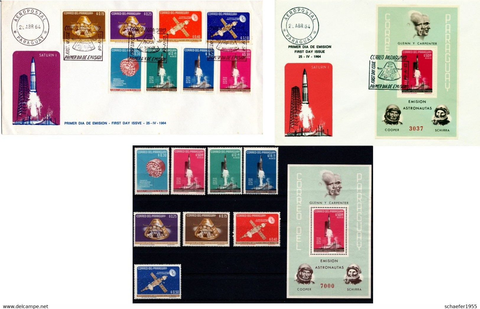 Paraguay 1964 Space, Viaje Espacial, Weltraum 2x FDC, Bloc, Set Stamps, Perf. - South America