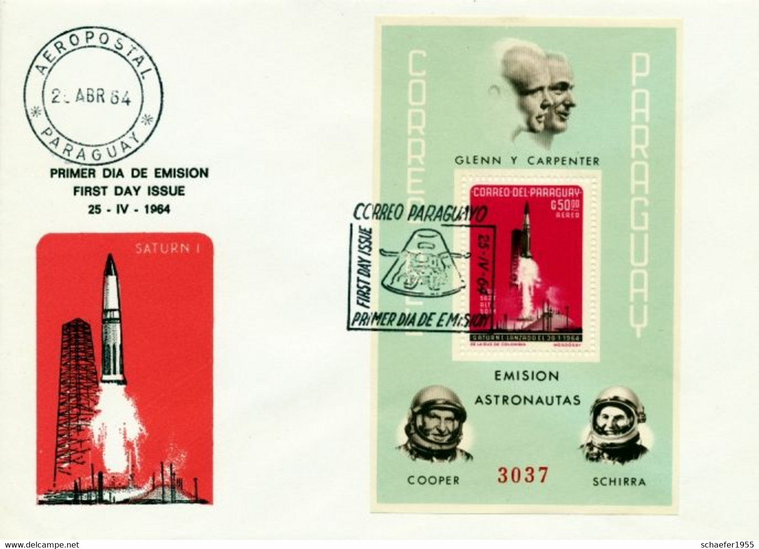 Paraguay 1964 Space, Viaje Espacial, Weltraum 2x FDC, Bloc, Set Stamps, Perf. - Amérique Du Sud