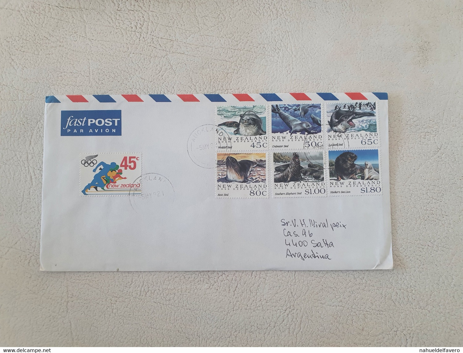 New Zealand - Enveloppe Moderne En Circulation Avec Beaucoup De Timbres - Air Mail - Ross Dependency - La Vie Marine - Cartas & Documentos