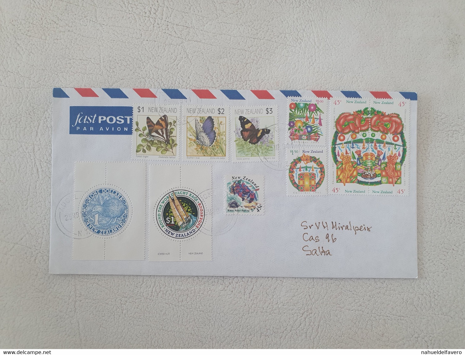 New Zealand - Enveloppe Moderne En Circulation Avec Beaucoup De Timbres - Air Mail - Covers & Documents