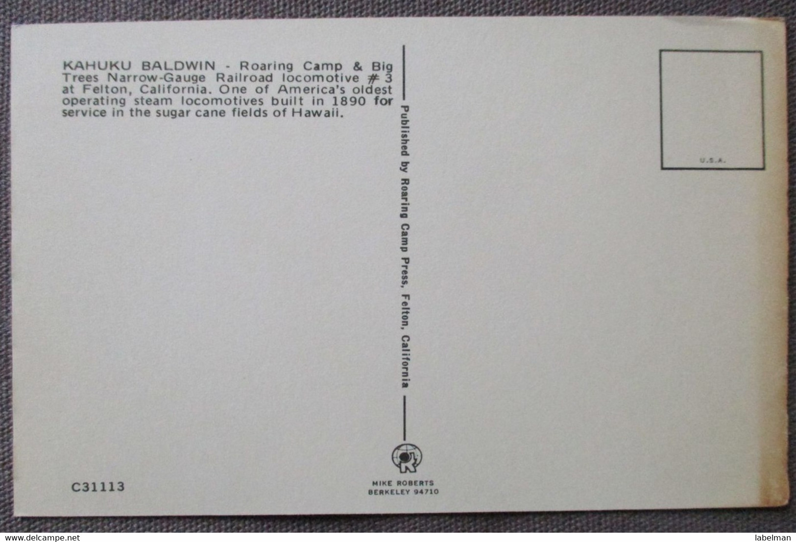 USA UNITED STATES KAHUKU ROARING TRAIN LOCOMOTIVE CARD KARTE ANSICHTSKARTE CARTOLINA POSTCARD PC CP AK CARTE POSTALE - Lake George