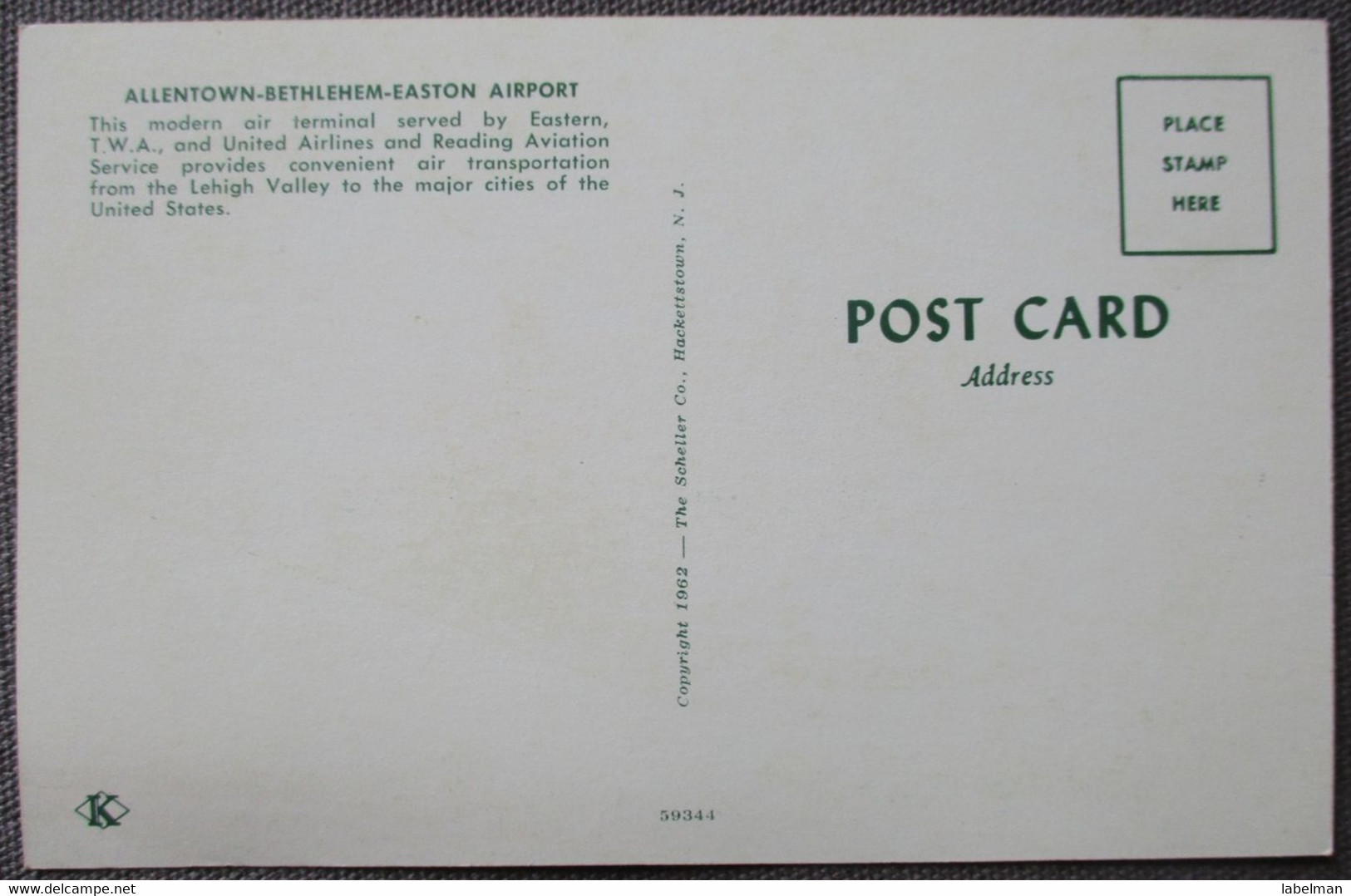USA UNITED STATES TWA AMERICAN AIRLINES AIRPORT ALLEN CARD KARTE ANSICHTSKARTE CARTOLINA POSTCARD PC CP AK CARTE POSTALE - Lake George