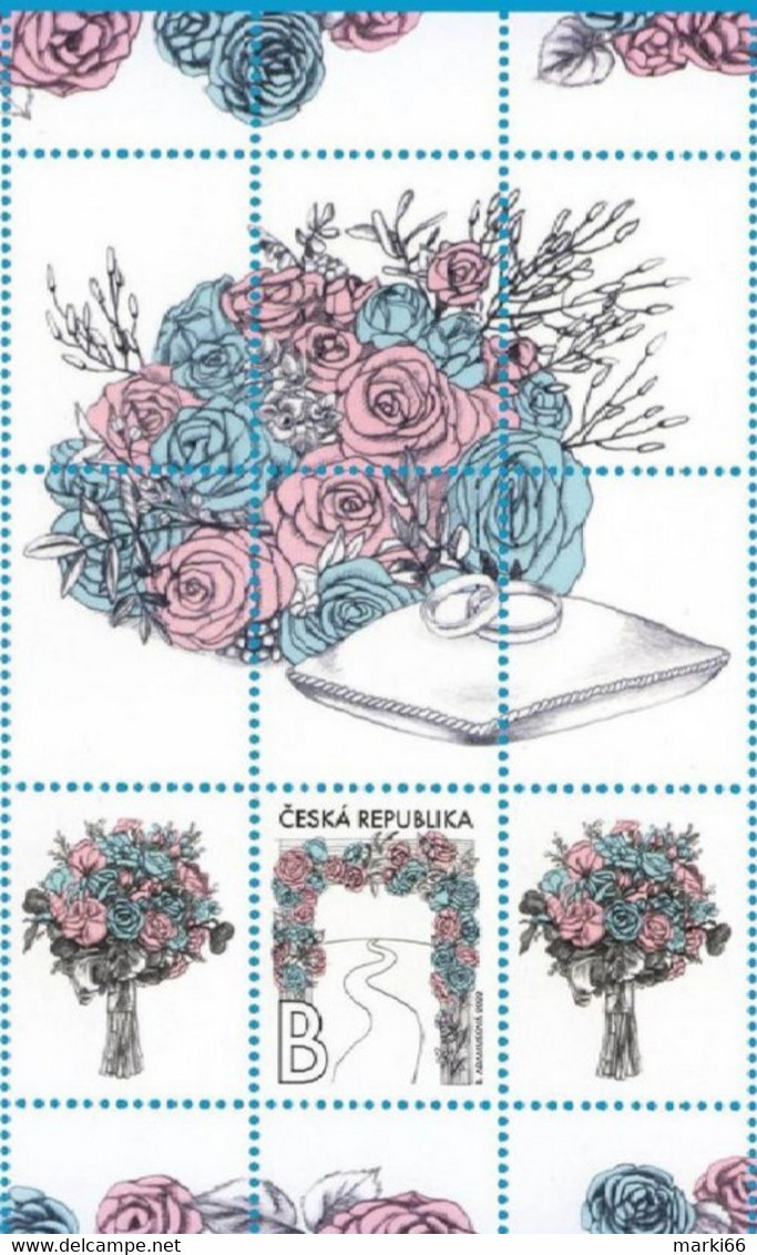 Czech Republic - 2022 - Bridal Motive With Roses - Mint Personalized Stamp PANE - Nuovi