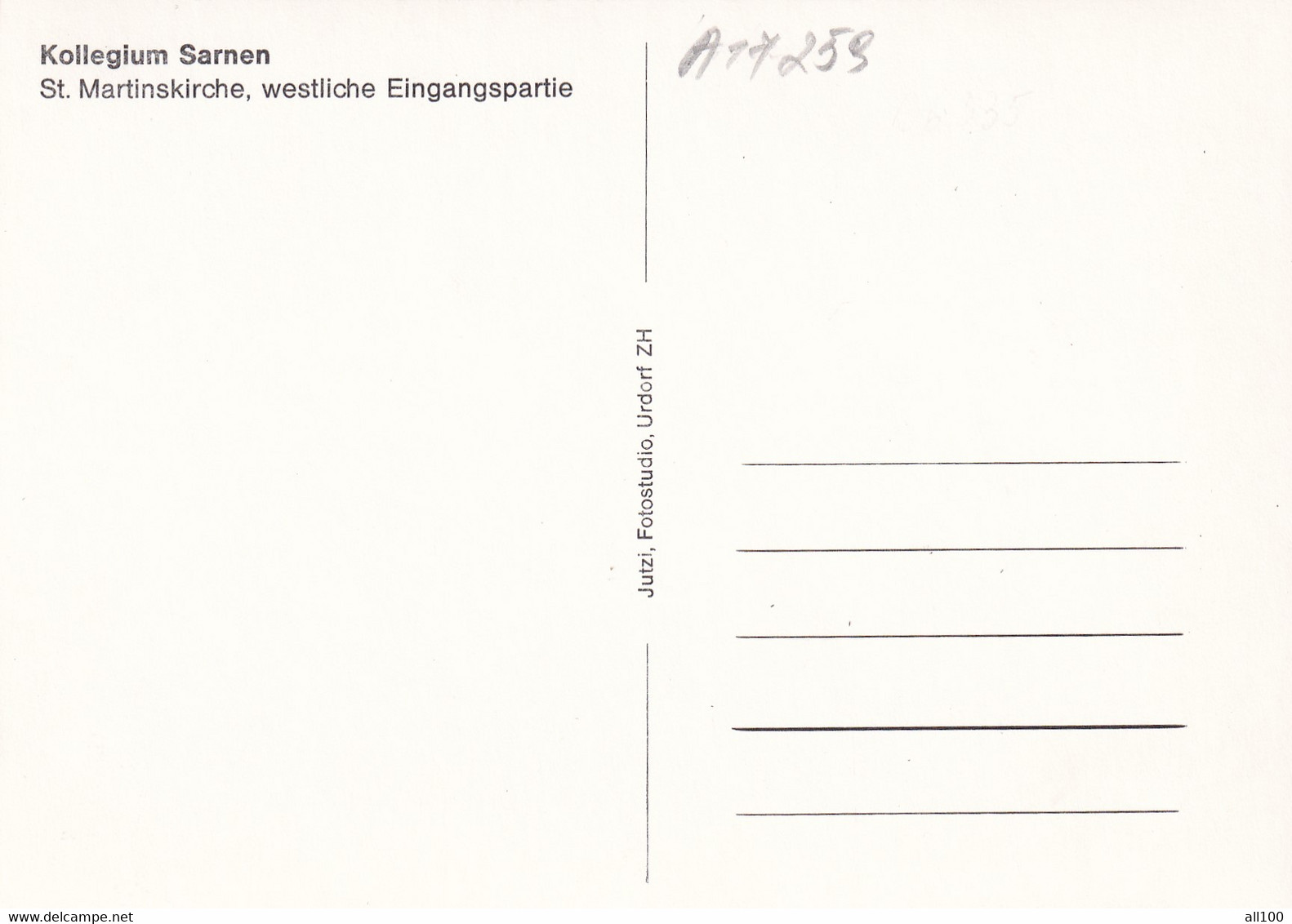 A17259 - Switzerland  KOLLEGIUM SARNEN ST. MARTINSKIRCHE WESTILICHE EINGANGSPARTIE POSTCARD UNUSED - Sarnen