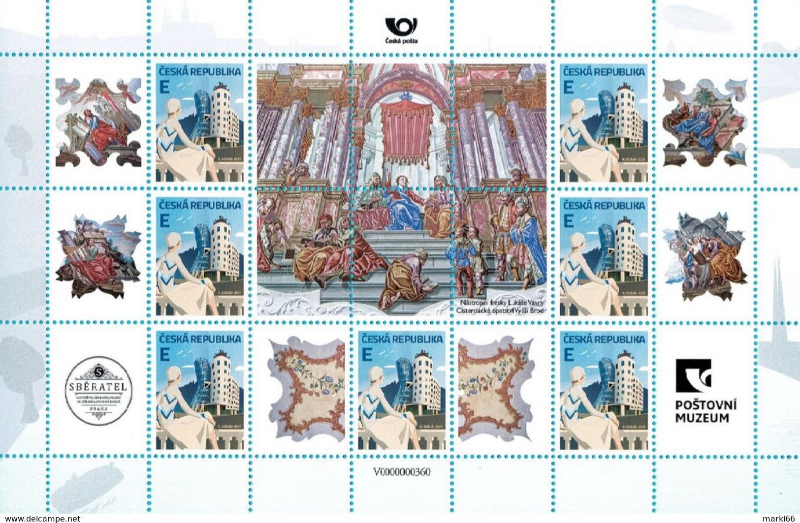 Czech Republic - 2022 - Ceiling Frescoes By Lukas Vavra At Cistercian Abbey Of Vissi Brod - Personalized Stamp Sheet - Nuovi