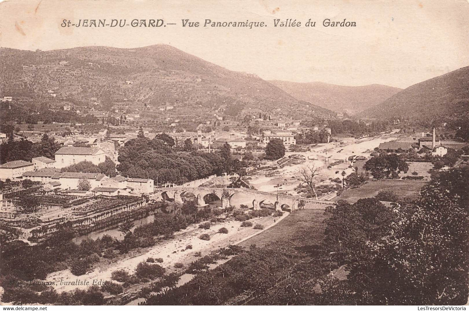 CPA Saint Jean Du Gard - Vue Panoramique - Vallée Du Gardon - Oblitération Ambulant St Jean Du Gard à Anduze En 1926 - Saint-Jean-du-Gard