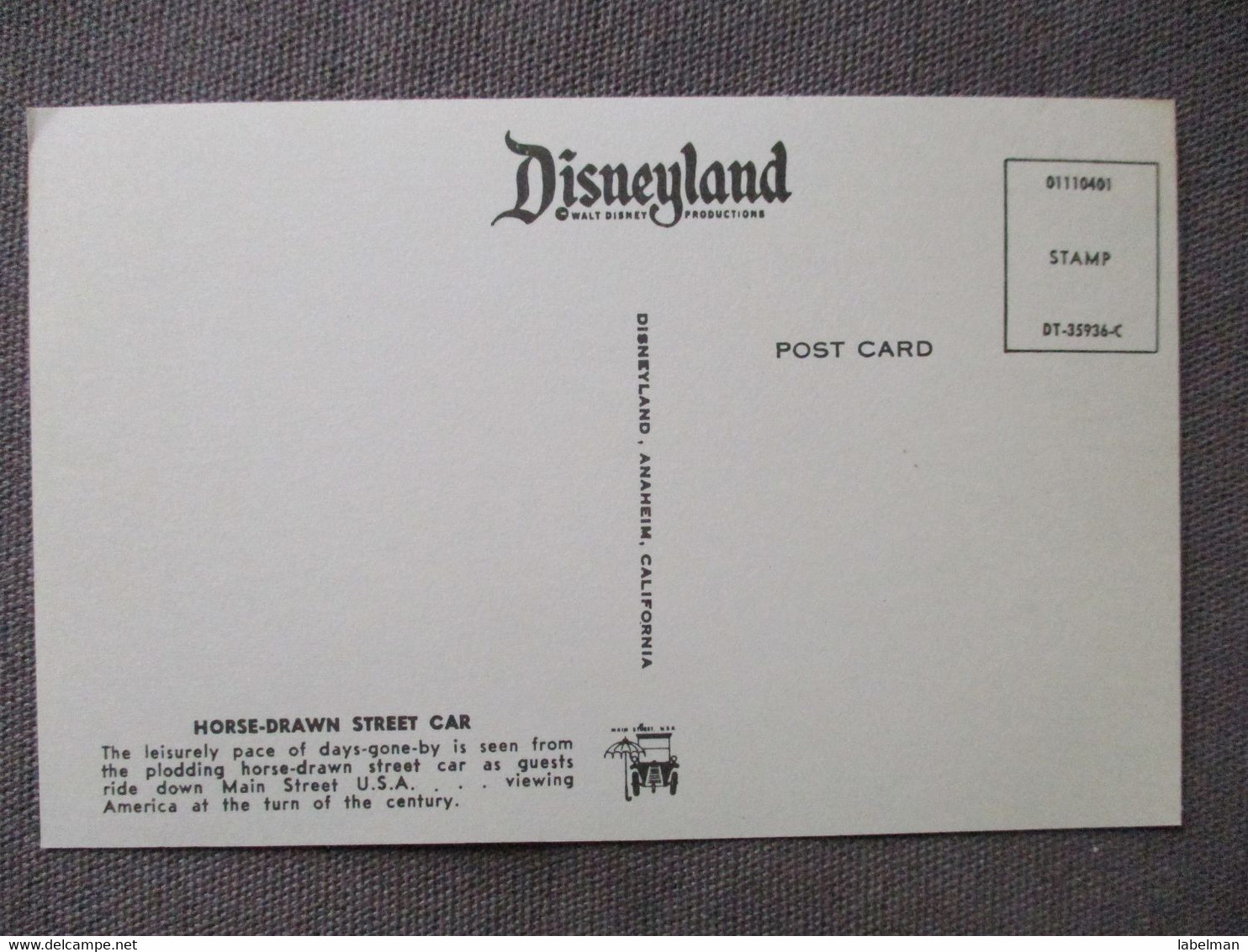 USA UNITED STATES DISNEYLAND HORSE DROWN STREET CAR KARTE CARD ANSICHTSKARTE CARTOLINA POSTCARD PC CP AK CARTE POSTALE - Long Island