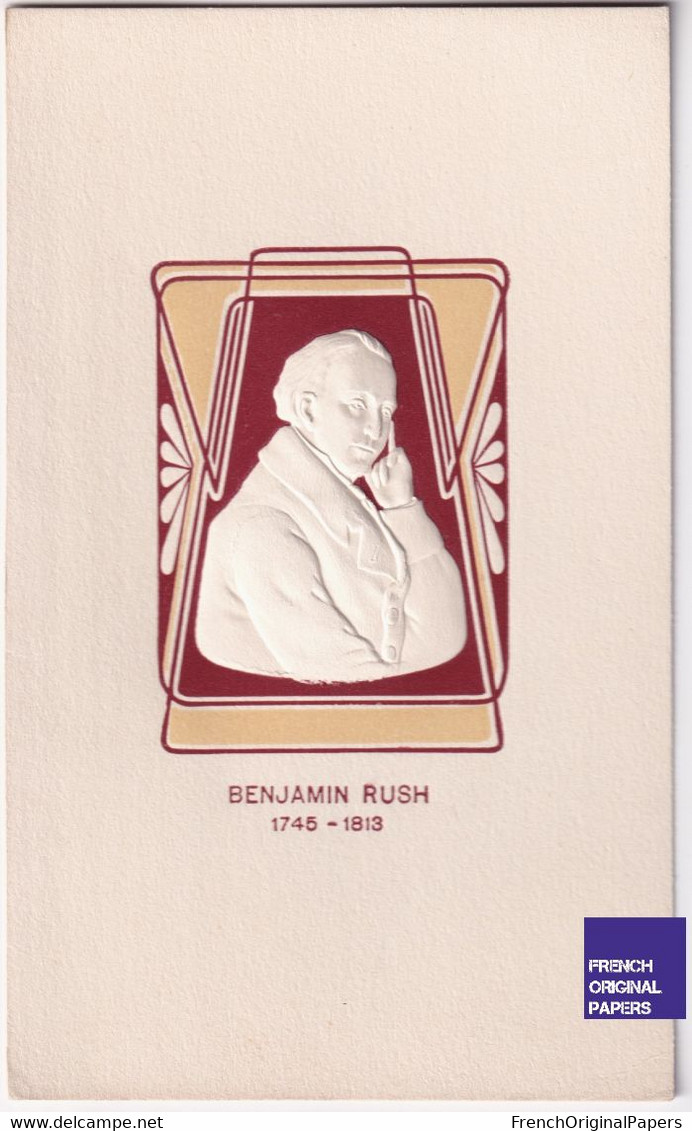 Benjamin Rush 1745-1813 Carte Portrait Gaufrée Galerie Berühmter ärzte Tropon Werke Docteur Médecine Jugendstil A80-68 - Collections