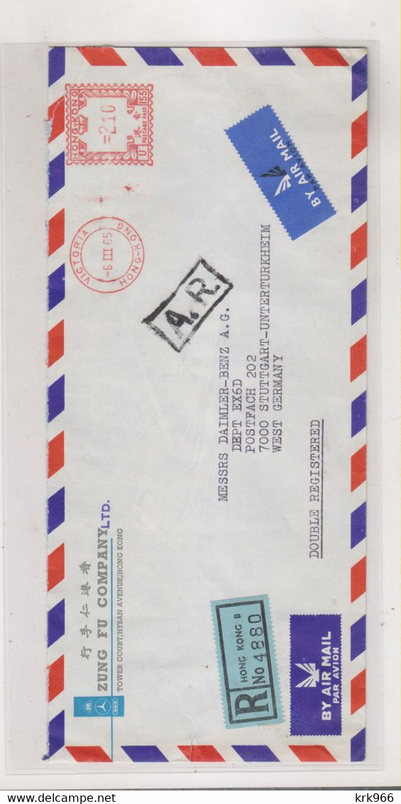 HONG KONG 1965 Registered Airmail Cover To Germany Meter Stamp - Cartas & Documentos
