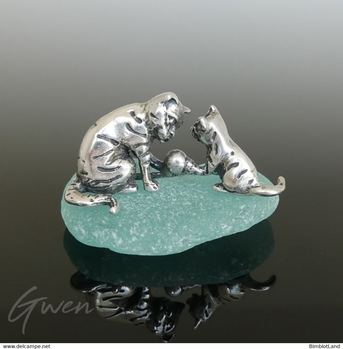 Ancienne Figurine Miniature Chat Chaton Argent Sterling Massif 925 Sujet Vitrine - Animals