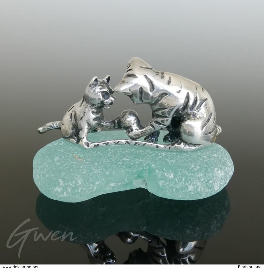 Ancienne Figurine Miniature Chat Chaton Argent Sterling Massif 925 Sujet Vitrine - Animals