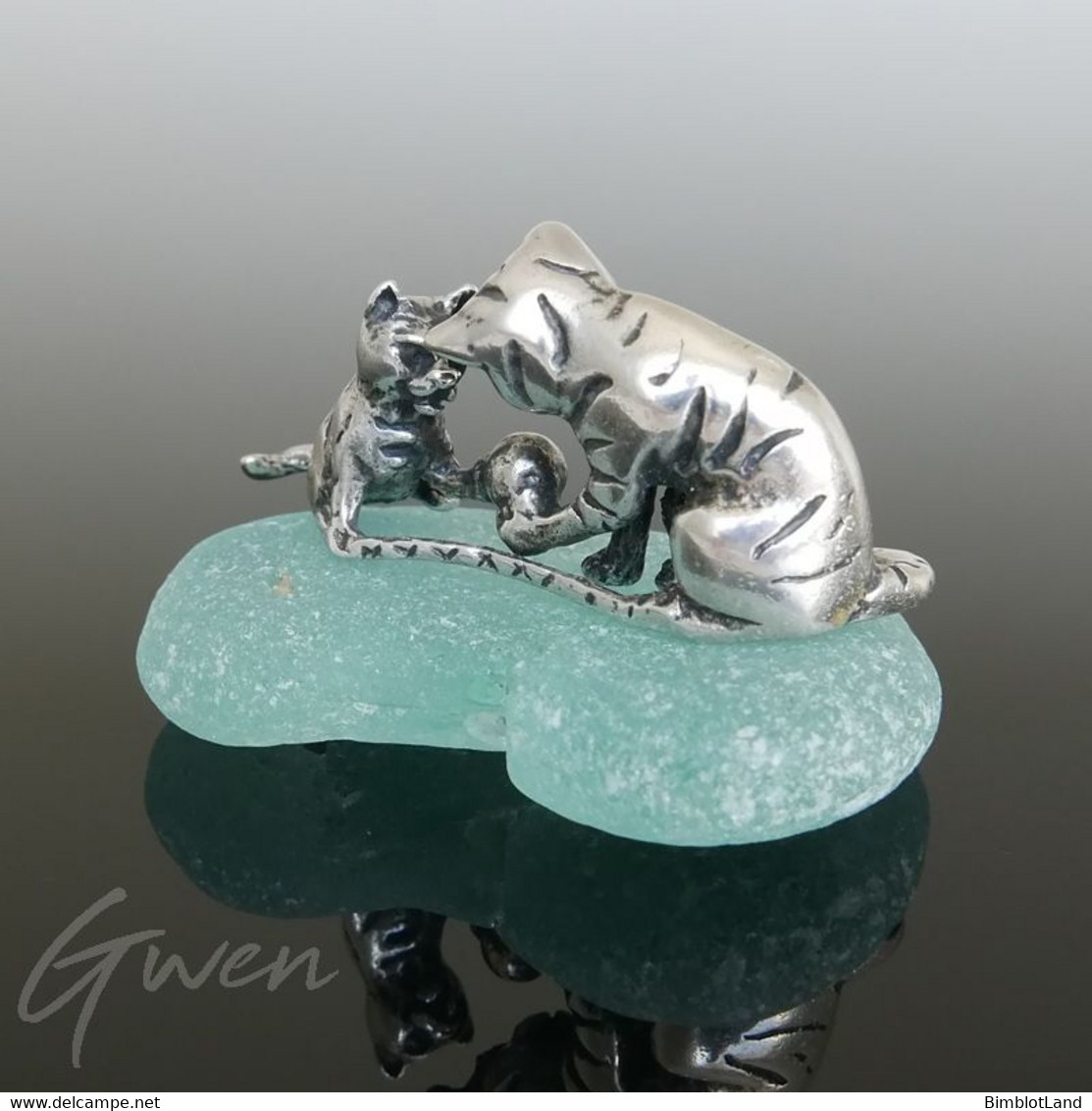 Ancienne Figurine Miniature Chat Chaton Argent Sterling Massif 925 Sujet Vitrine - Animals