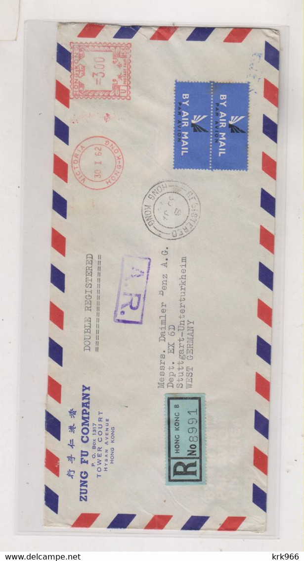 HONG KONG 1962 Registered Airmail Cover To Germany Meter Stamp - Briefe U. Dokumente