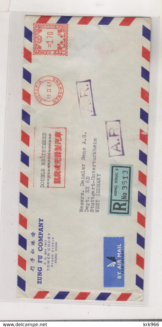 HONG KONG 1961 Registered Airmail Cover To Germany Meter Stamp - Briefe U. Dokumente