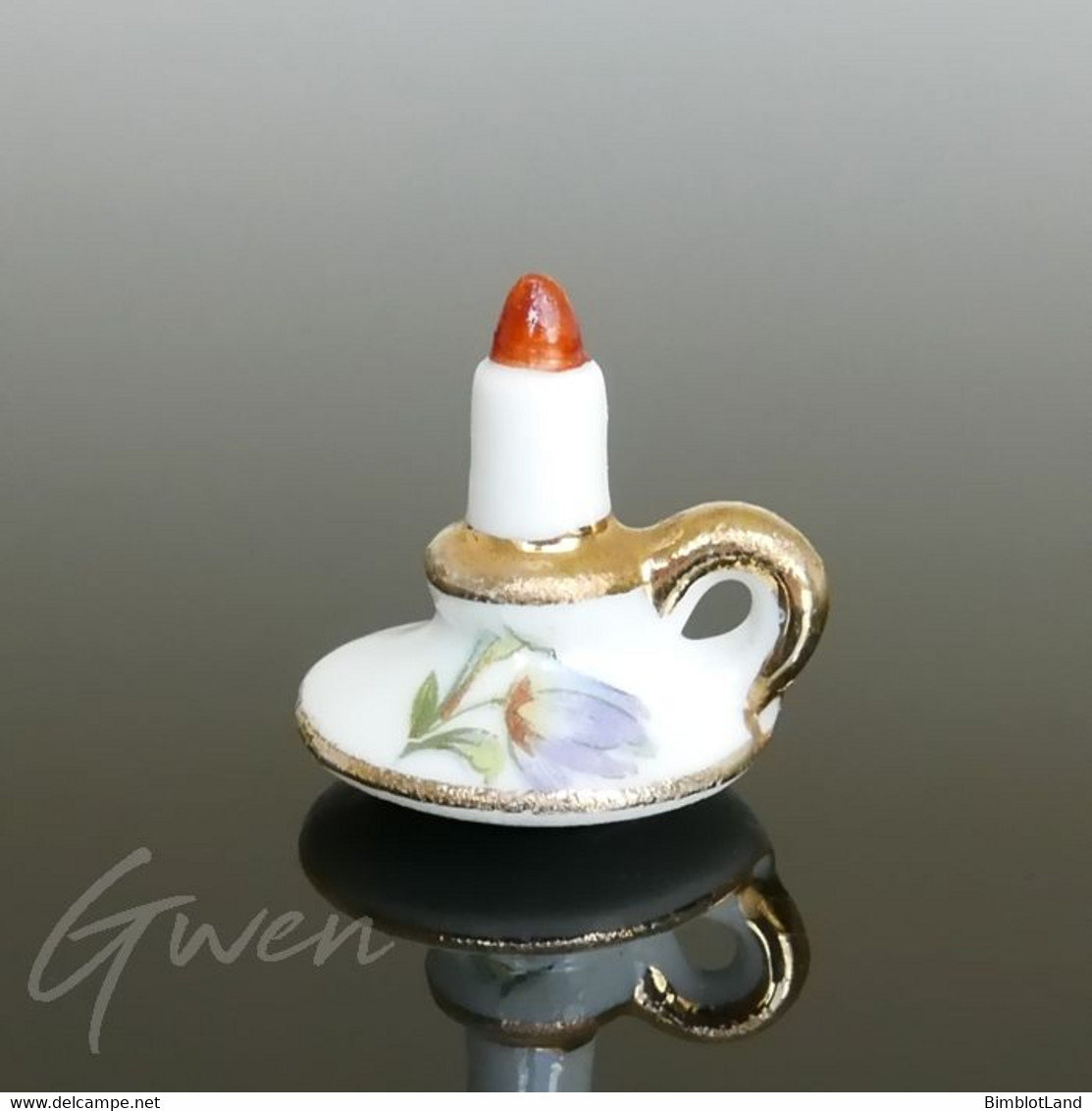 Ancien Petit Bougeoir Miniature 22mm Porcelaine De Limoges Poupée - Limoges (FRA)