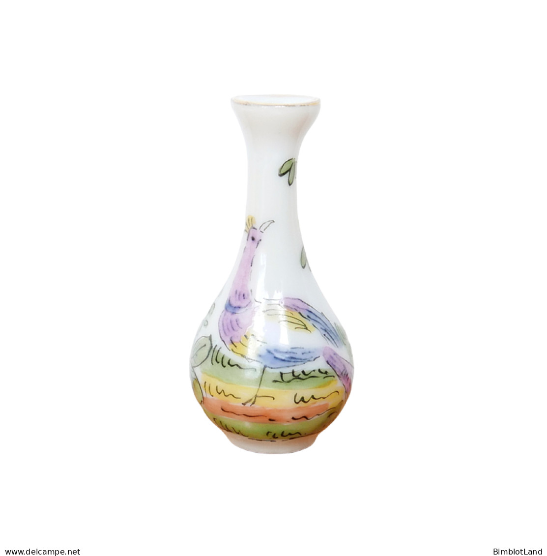 Ancien Vase Miniature 38mm Peint Main Porcelaine De Limoges Signé Poupée 1920 - Limoges (FRA)