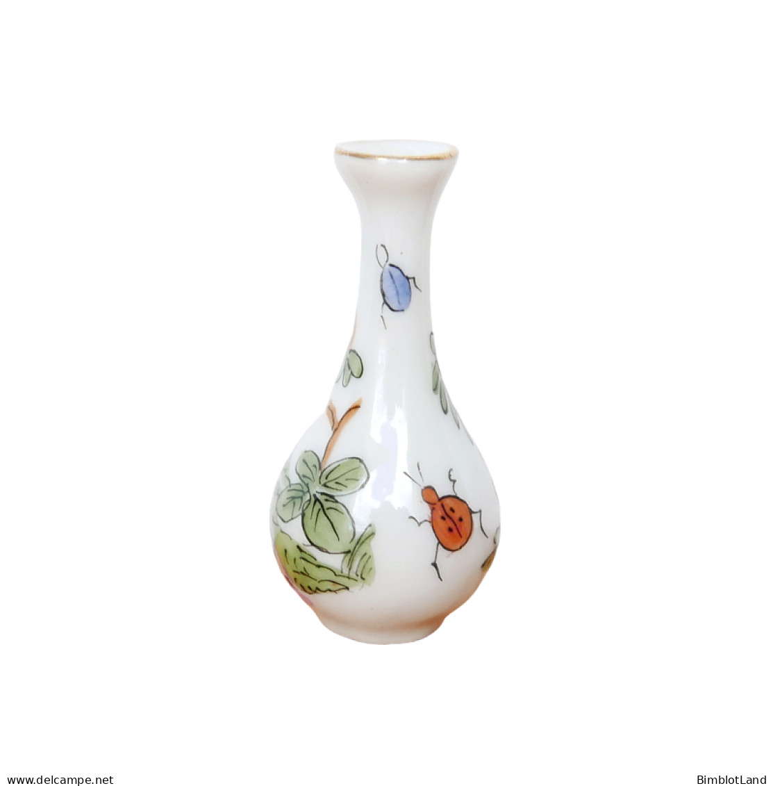 Ancien Vase Miniature 38mm Peint Main Porcelaine De Limoges Signé Poupée 1920 - Limoges (FRA)