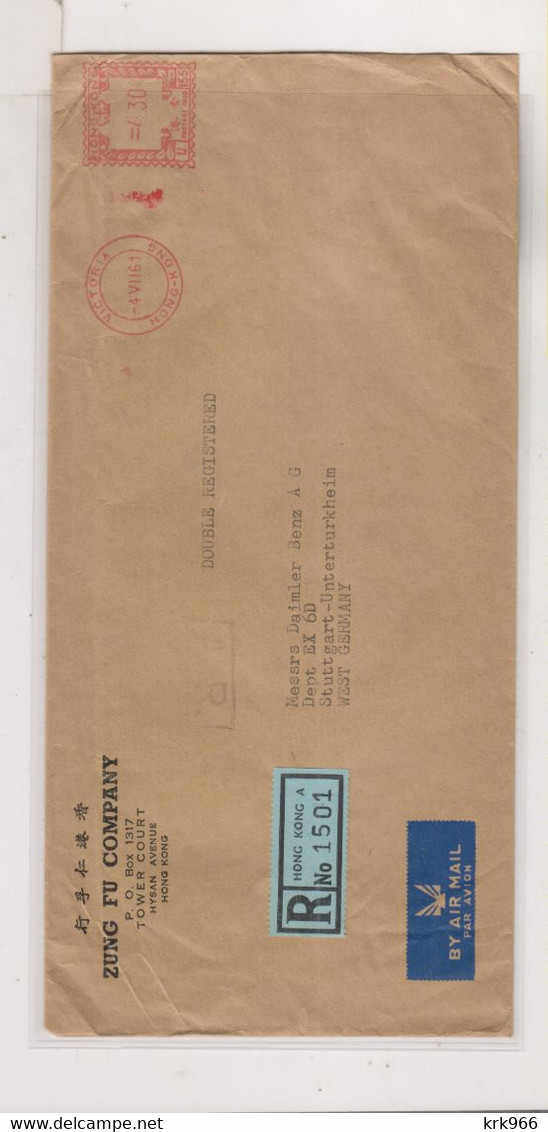 HONG KONG 1961 Registered Airmail Cover To Germany Meter Stamp - Covers & Documents