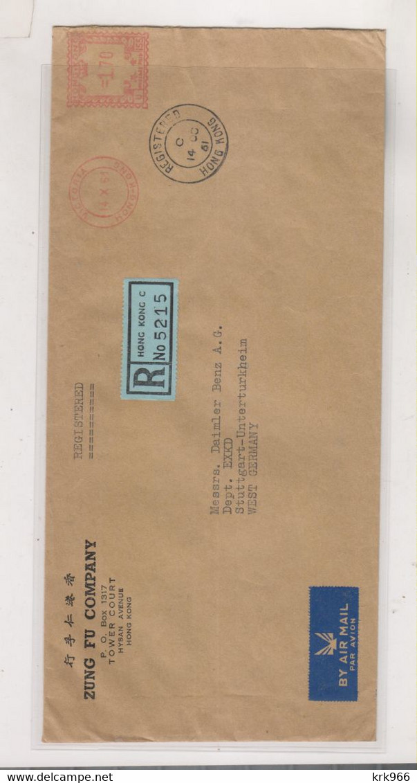 HONG KONG 1961 Registered Airmail Cover To Germany Meter Stamp - Brieven En Documenten