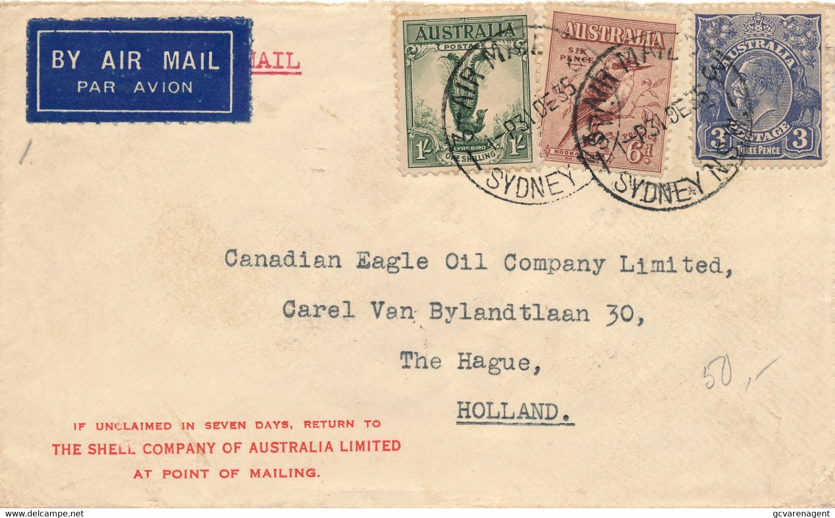 COVER 1936  BY AIR MAIL  TO HOLLAND        2 SCANS - Briefe U. Dokumente