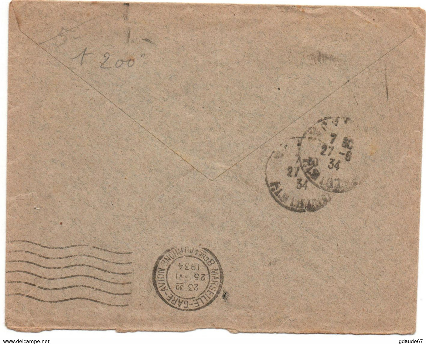 1934 - ENVELOPPE PAR AVION De TUNIS (TUNISIE) Pour MORLAIX (FINISTERE) - POSTE AERIENNE - Lettres & Documents