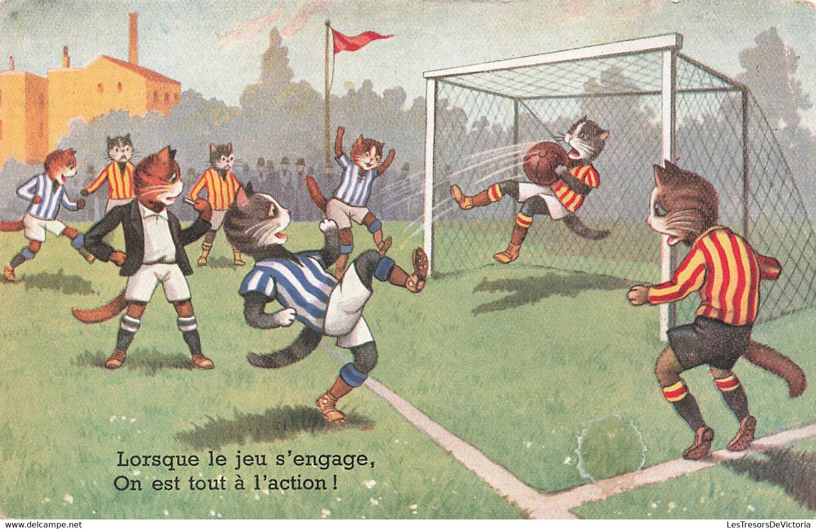 CP Souple Chats Habillés Au Football - Chats Jouant Au Foot - Gardien De But - Ballon - M D Paris - Dressed Animals