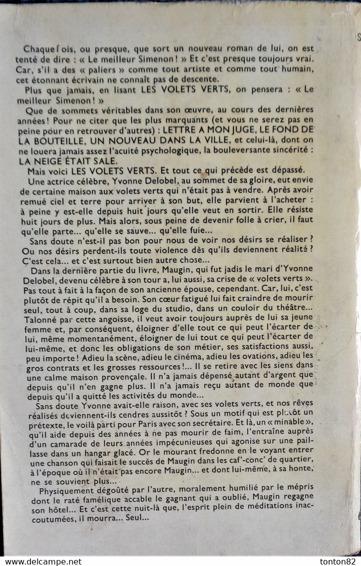 Georges Simenon - Les Volets Verts - Presses De La Cité - ( 1955 ) . - Simenon