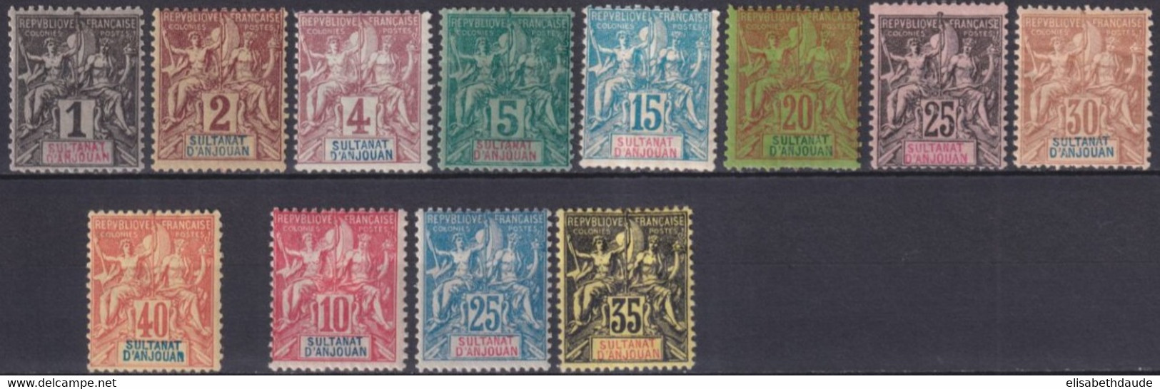 ANJOUAN - YVERT N° 1/4+6/10+14+16/17 * MH - COTE = 272 EUR - - Unused Stamps