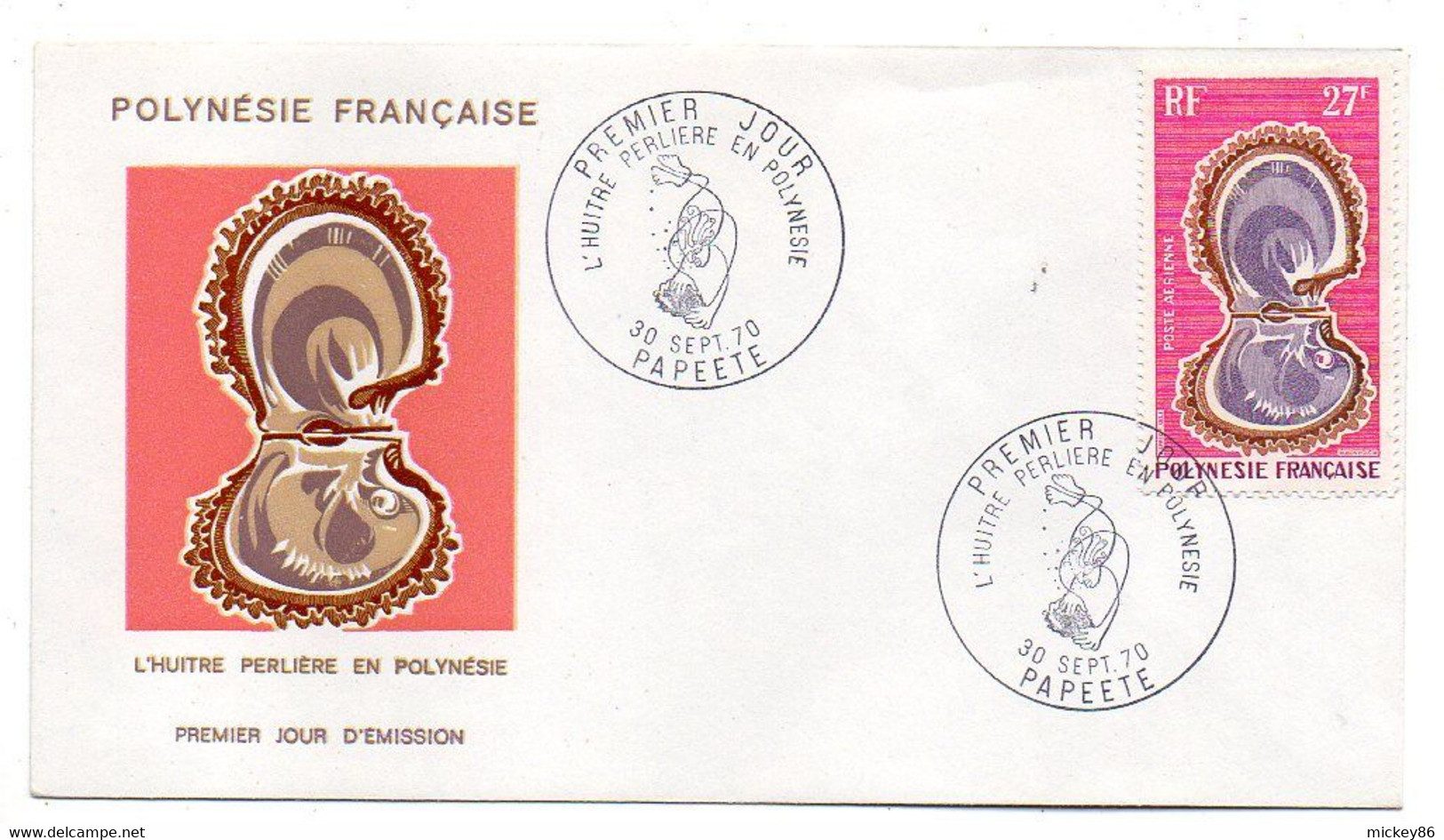 Polynésie Française --1970--FDC--1er Jour --Huitre Perlière En Polynésie....n° 37  PA....cachet PAPEETE...à Saisir - Lettres & Documents