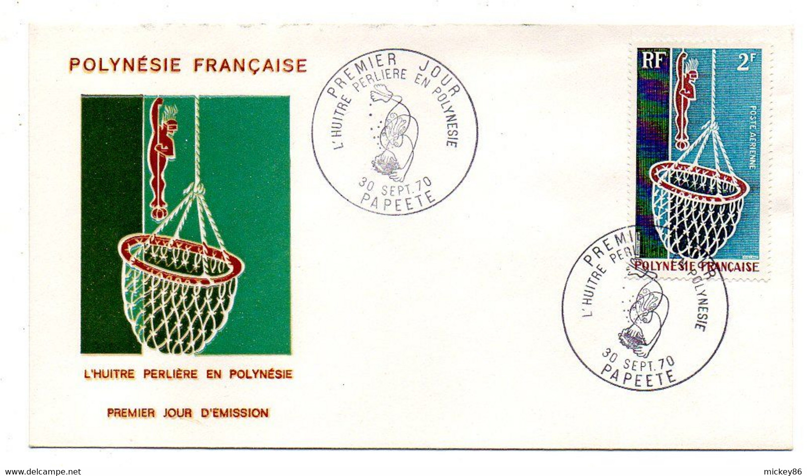 Polynésie Française --1970--FDC--1er Jour -Huitre Perlière ....n° 34  PA.....cachet PAPEETE....à Saisir - Lettres & Documents