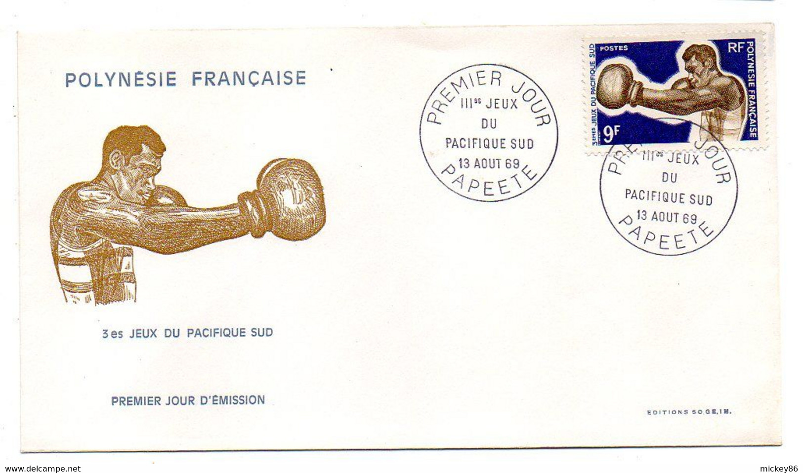 Polynésie Française --1969--FDC-1er Jour -3° Jeux Du Pacifique--Boxe ..n° 66 ...cachet PAPEETE....à Saisir - Lettres & Documents