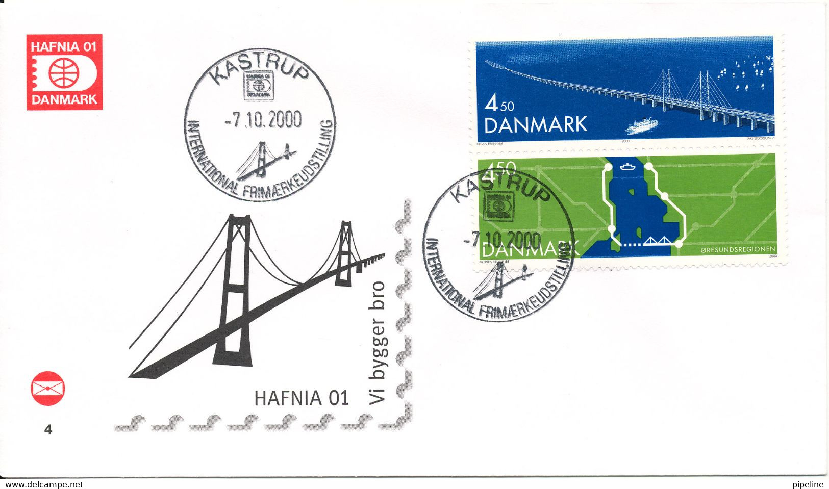 Denmark Cover Hafnia 01 With Special Postmark And Cachet Kastrup 7-10-2000 - Storia Postale