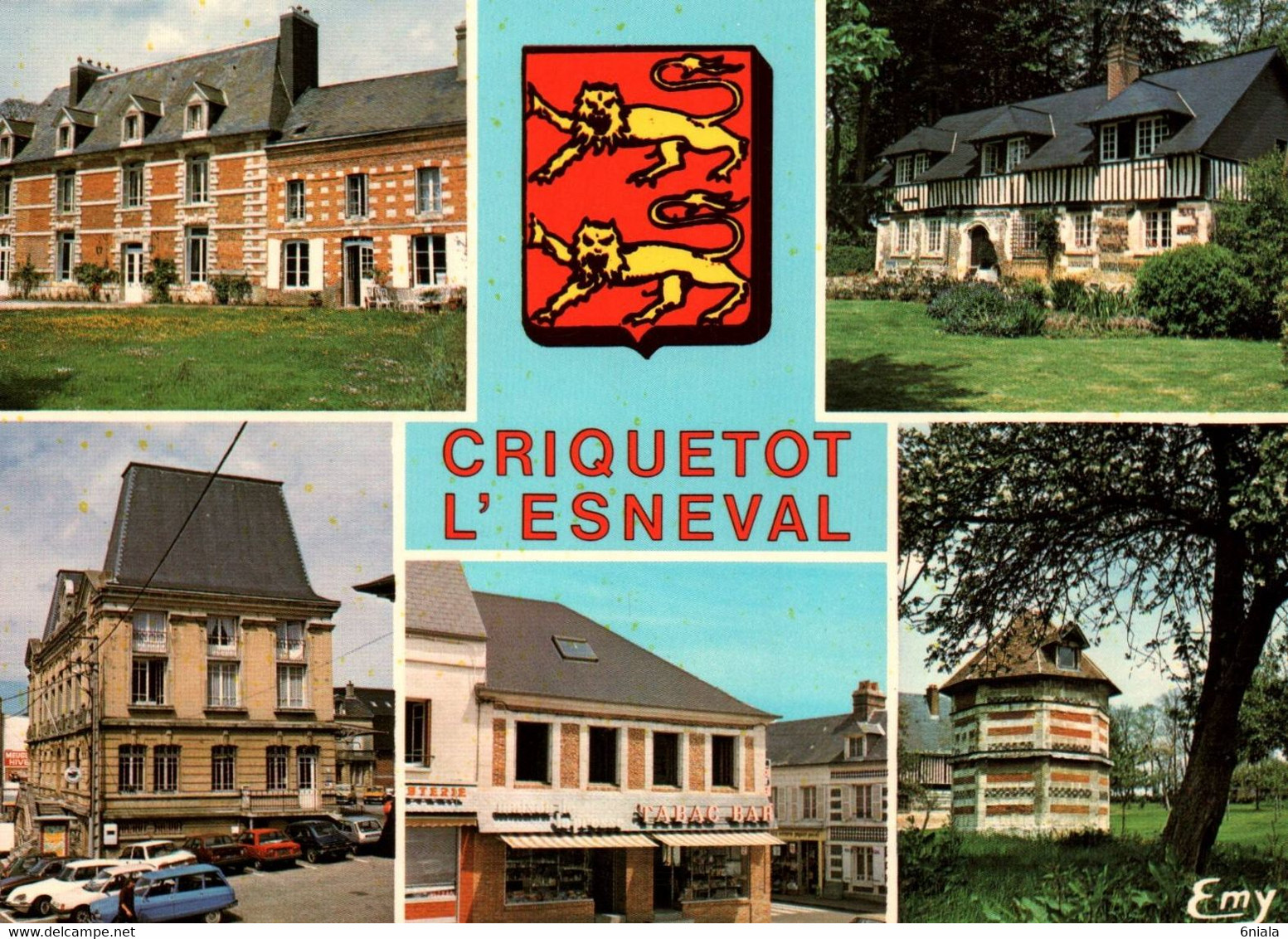 CRIQUETOT  L ESNEVAL  Le Château D'Esneval, Eglise, La Mairie, Le Colombier   ( Voitures)   76   (Recto-verso) - Criquetot L'Esneval