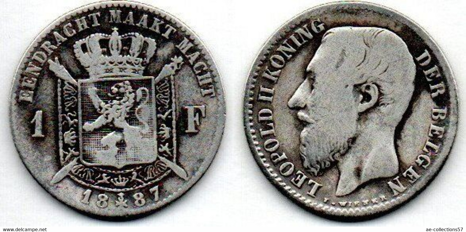 Belgique - Belgien - Belgium  1 Franc 1887 TB - 1 Franc