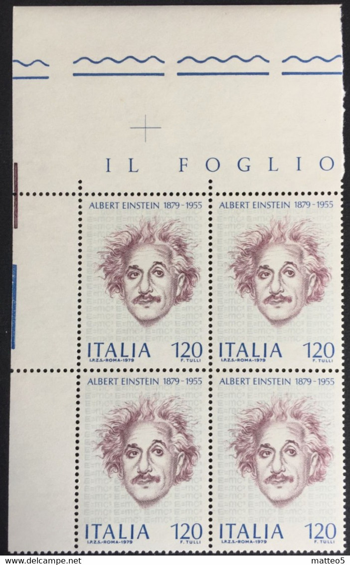 1979 - Italia - Albert Einstein - Lire 120 - Quartina - Nuovi - 1971-80:  Nuovi