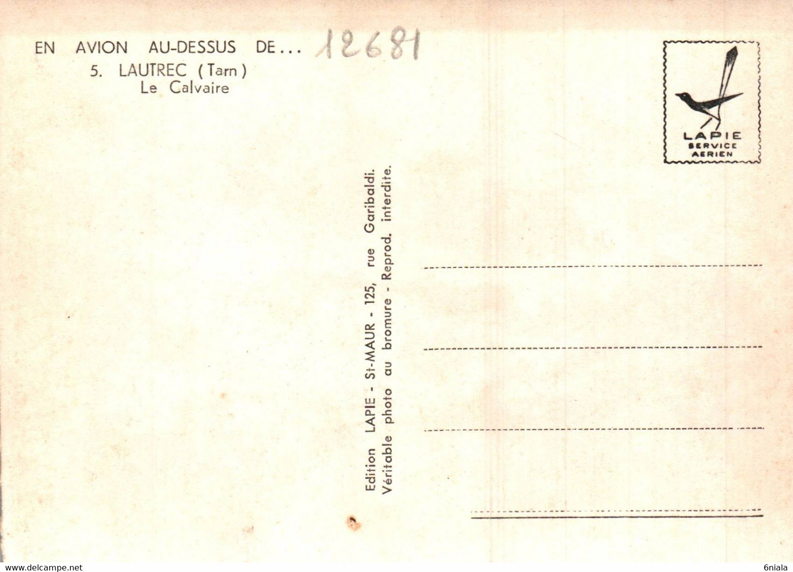 En Avion Au Dessus De LAUTREC  Le Calvaire          81   (Recto-verso) - Lautrec
