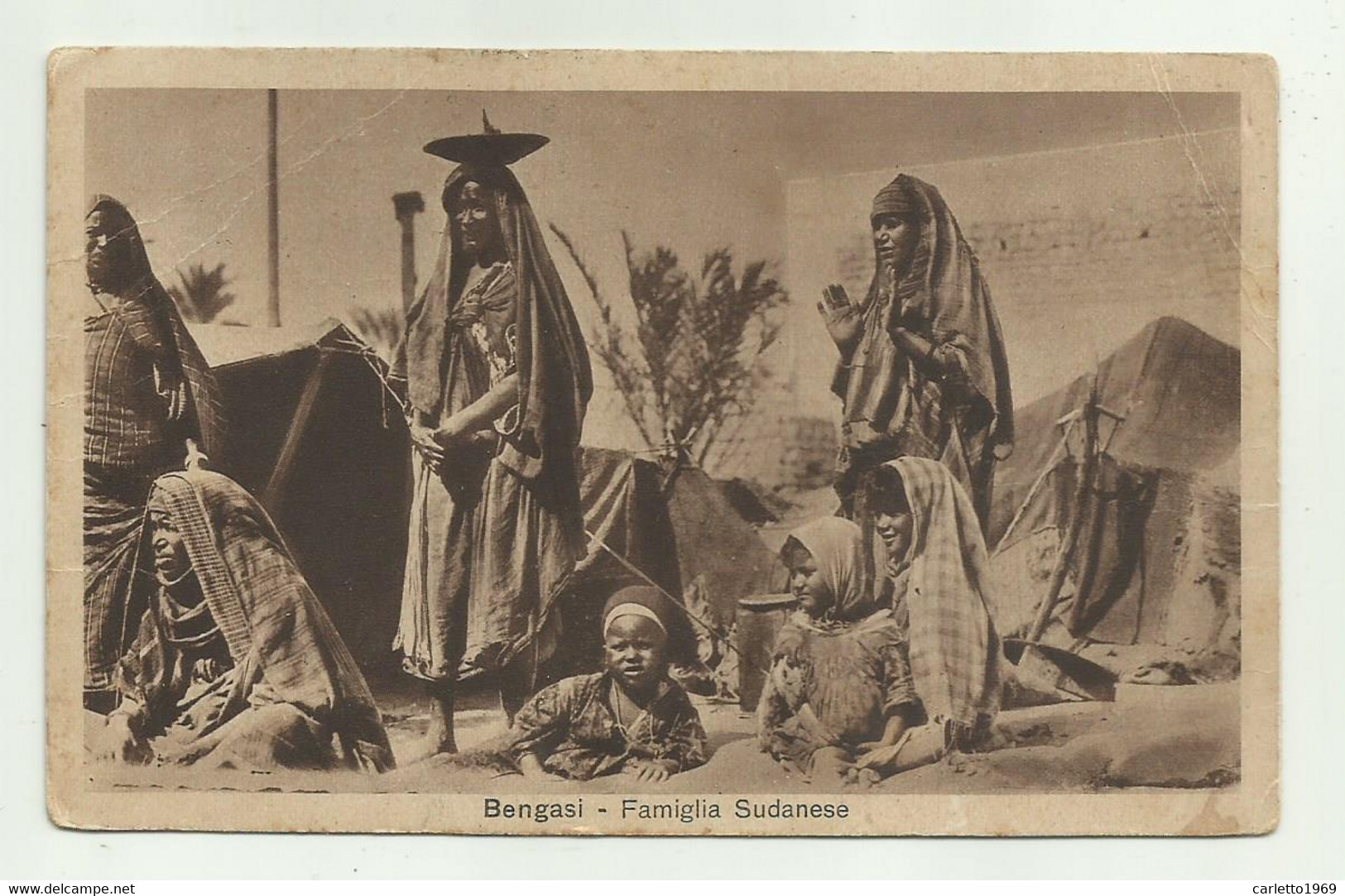 BENGASI - FAMIGLIA SUDANESE - VIAGGIATA  FP - Libya