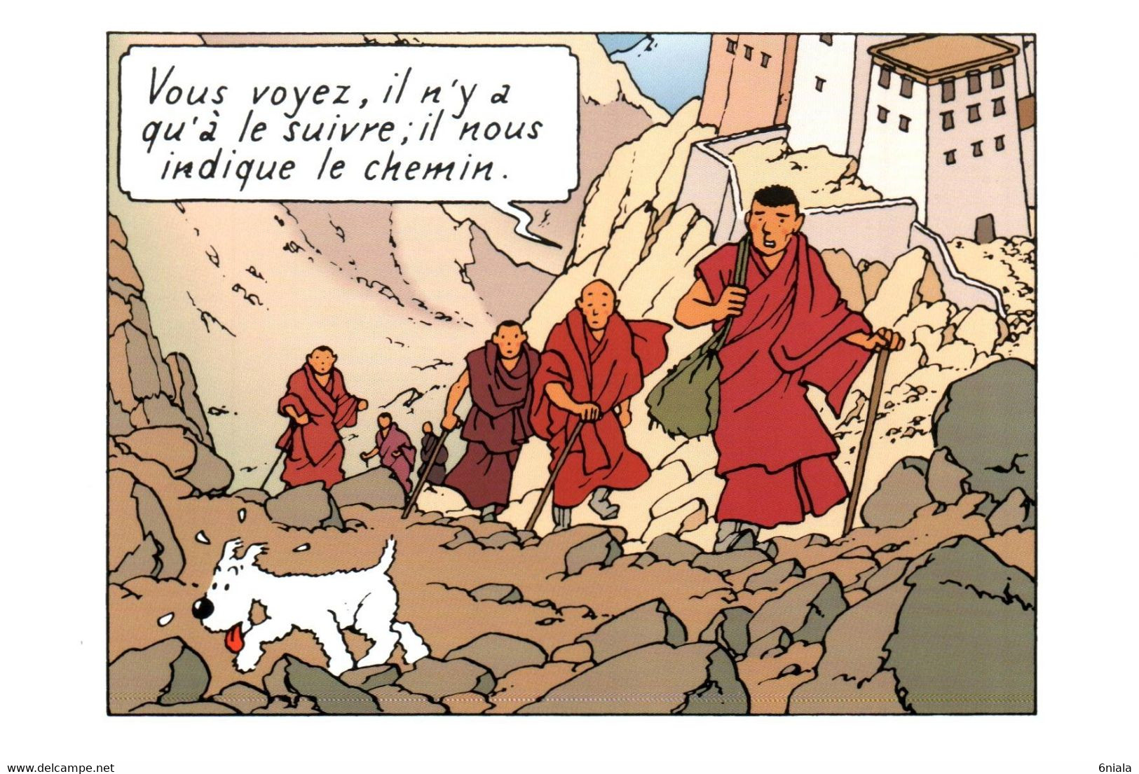 TINTIN MILOU  " Il Nous Indique Le Chemin   " Tibet   éditions HERGE MOULINSART    (Recto-verso) - Comicfiguren