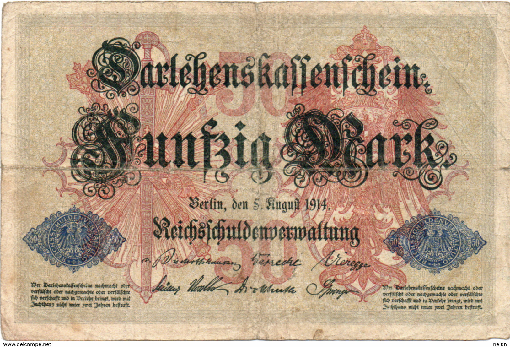 GERMANIA - REICHSBANKNOTE - 50  MARK 1914 - Wor:P-49b, Ros:R-50b - 50 Mark