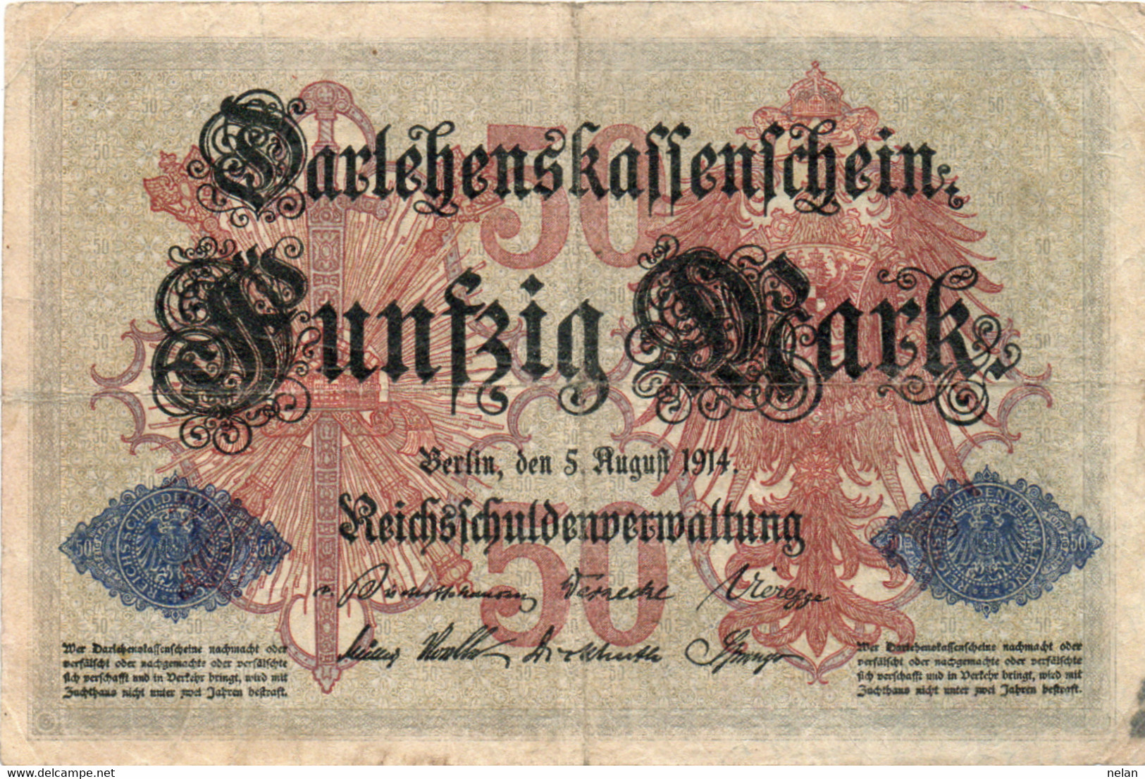 GERMANIA - REICHSBANKNOTE - 50  MARK 1914 - Wor:P-49b, Ros:R-50b - 50 Mark